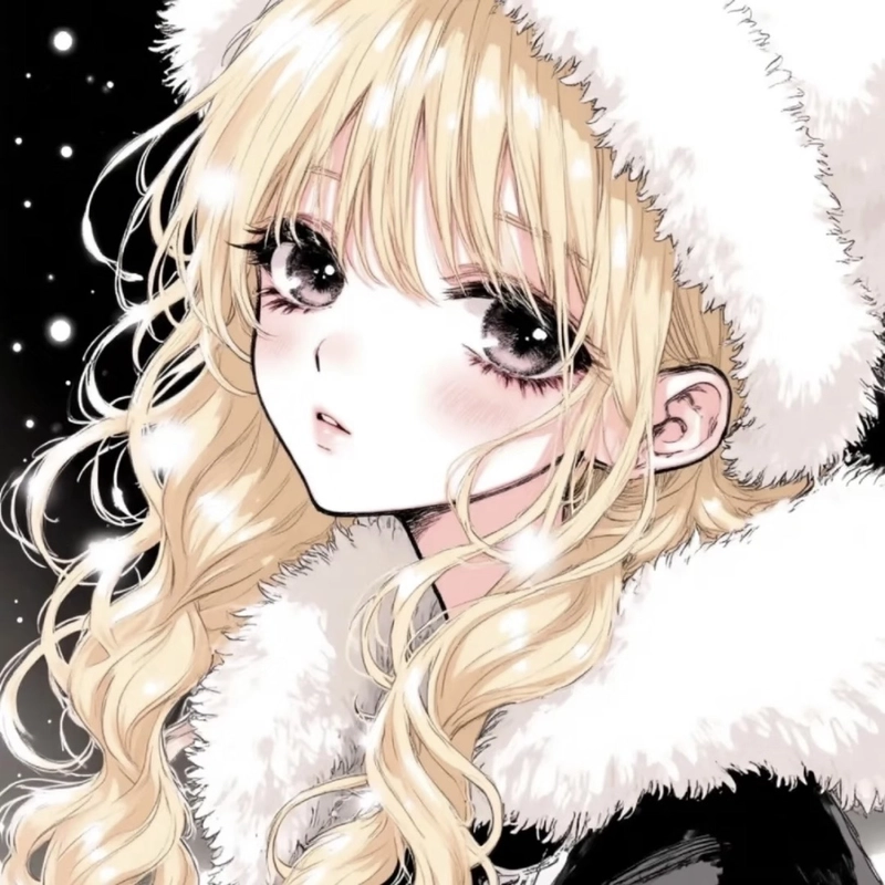 Hình anime tóc vàng với biểu cảm dịu dàng đáng mến