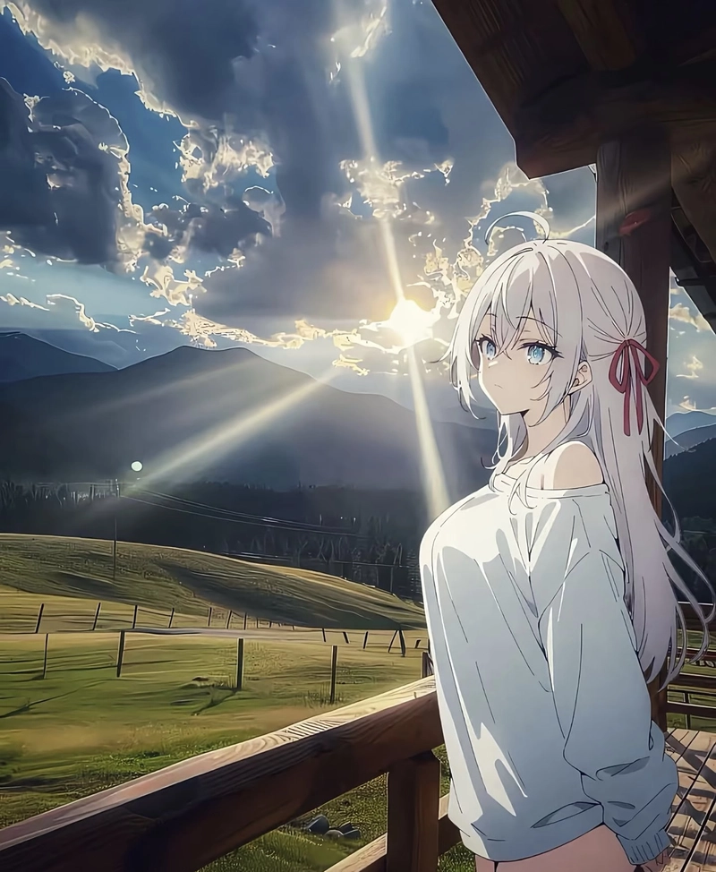 Hình dễ thương gái anime to tròn cùng nụ cười nhẹ