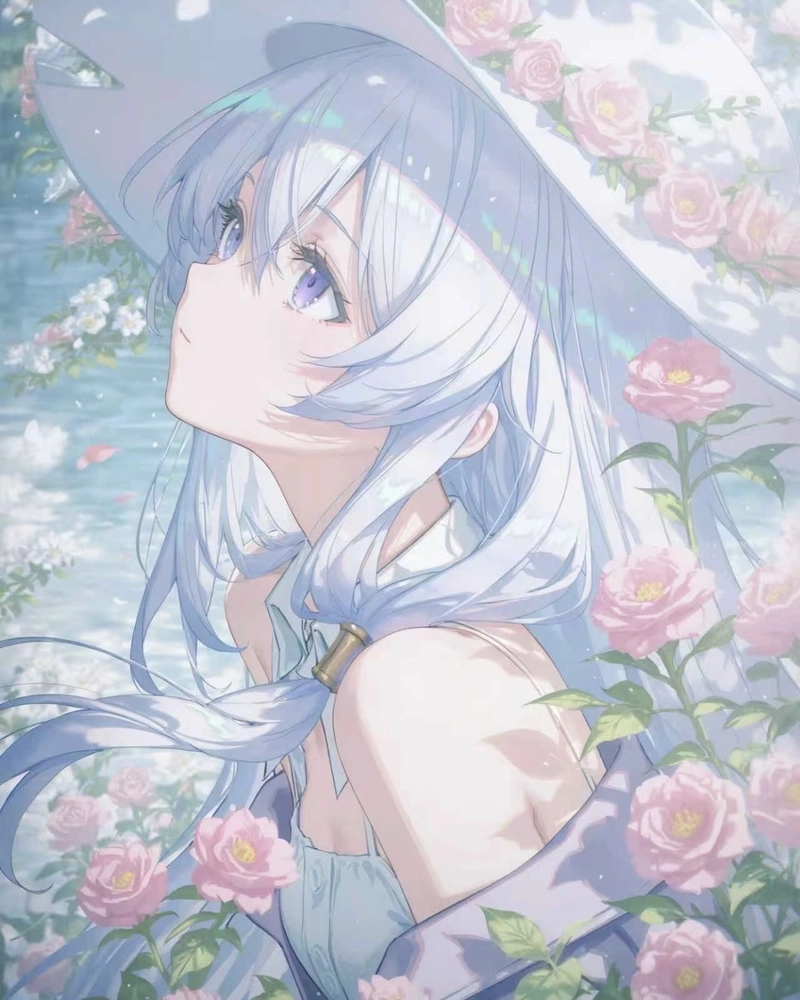 Hình nhân vật anime nữ với mái tóc óng mượt mềm mại