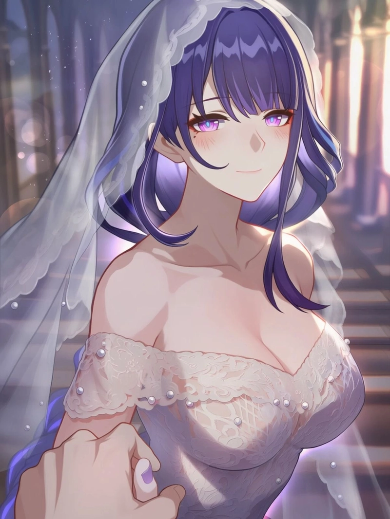 Hình sinh động gái anime to tròn với ánh nhìn nhẹ