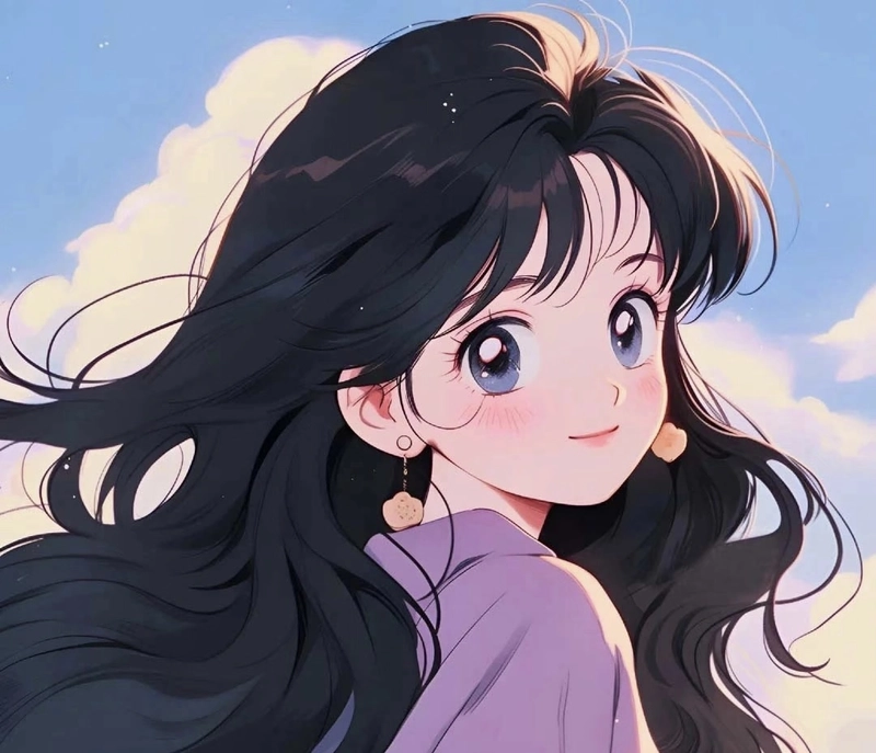 Nét vẽ avatar anime nữ nhẹ nhàng tự nhiên