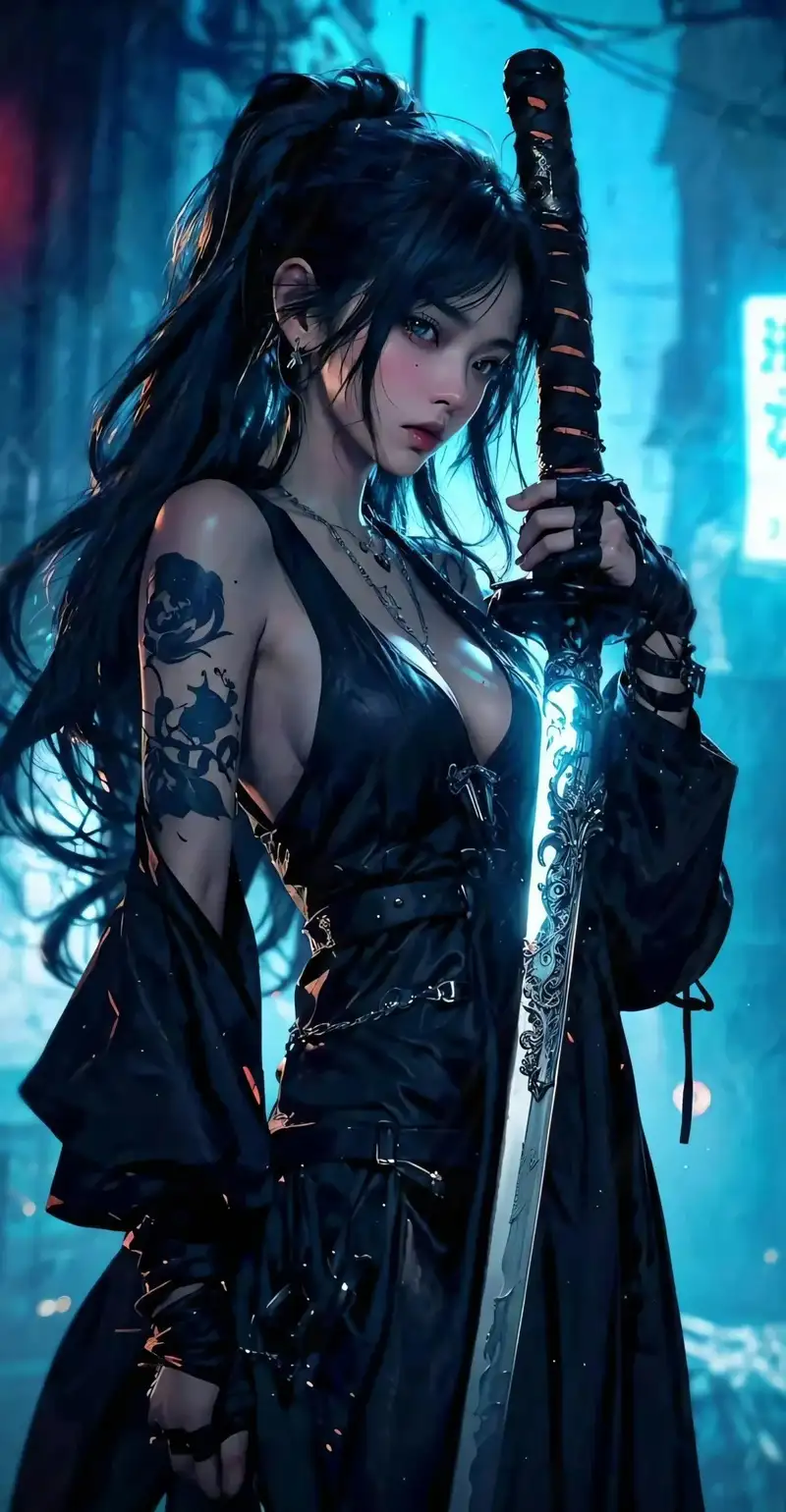 hình ảnh anime nữ ngầu đẹp với tông màu tối ấn tượng