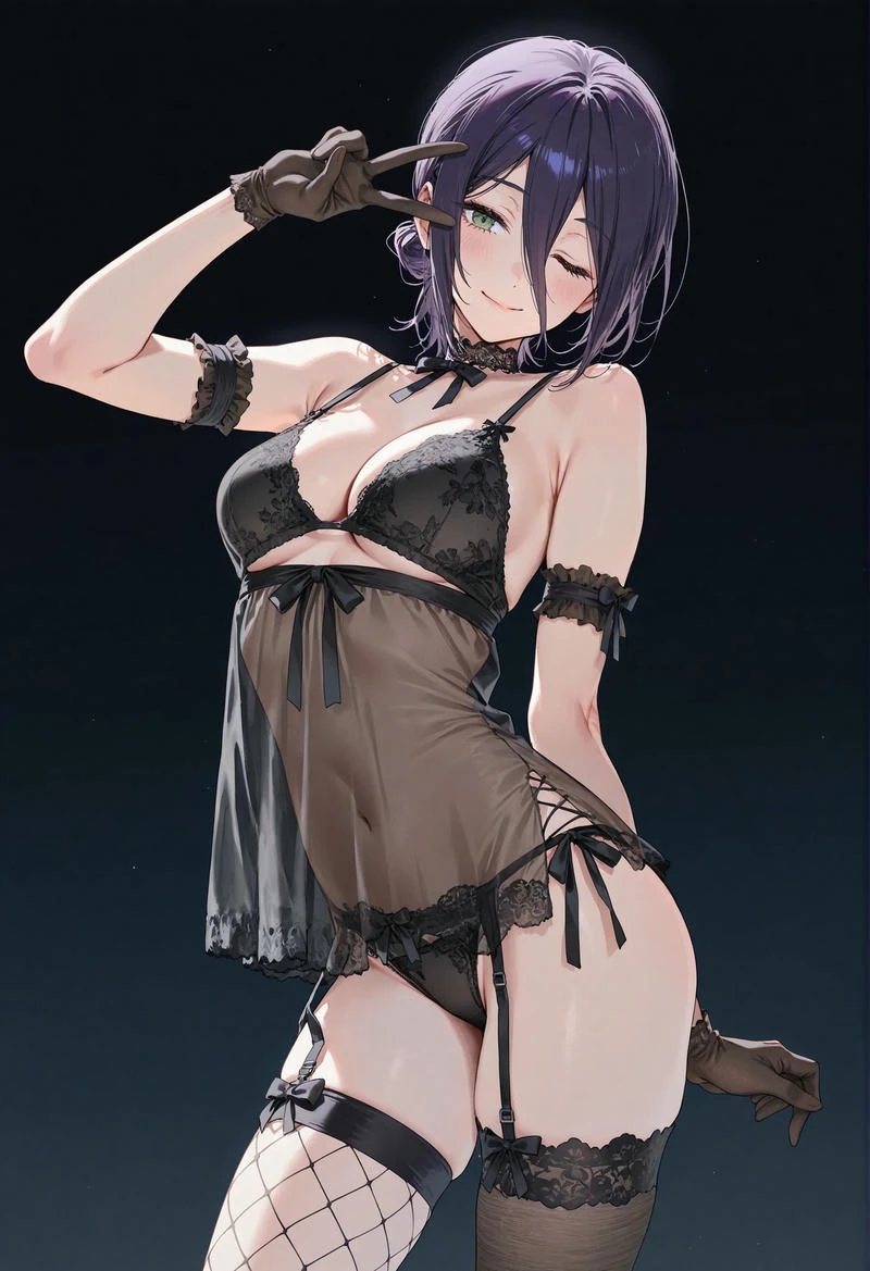 Anime Chainsaw Man bikini lưới đen sexy