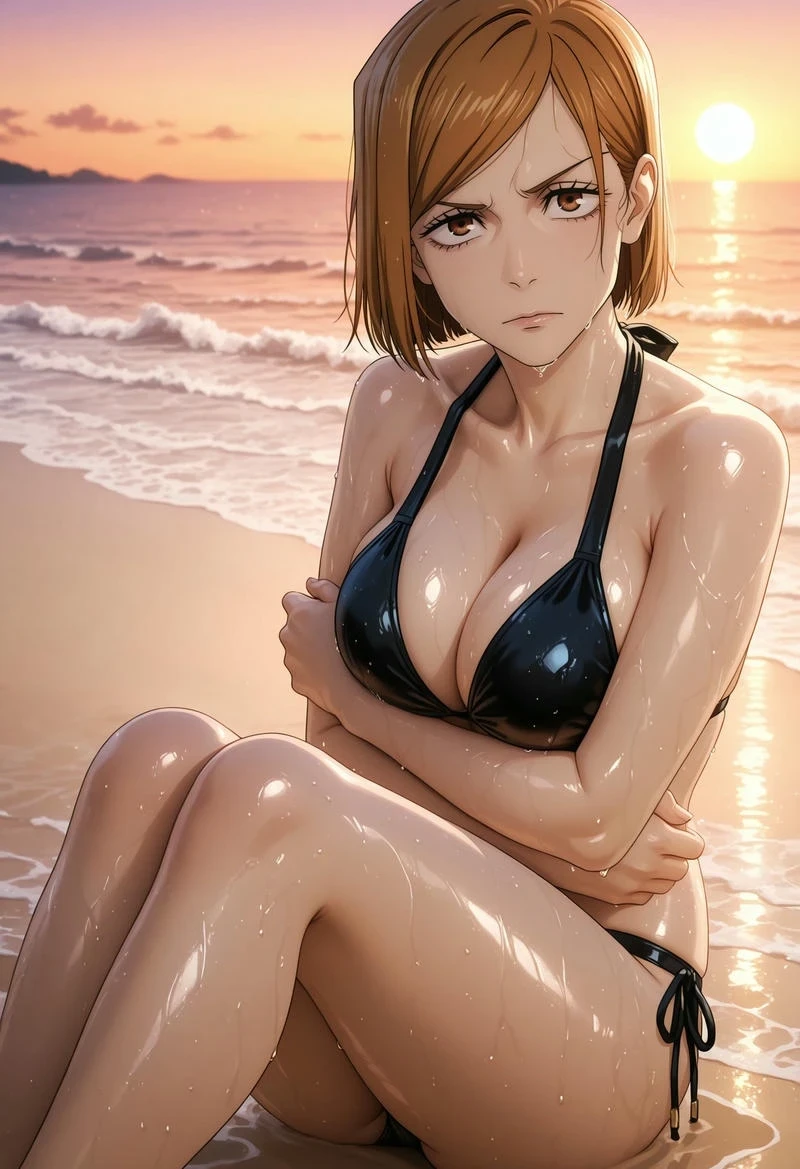 Anime đẹp Nobara bikini đen gợi cảm