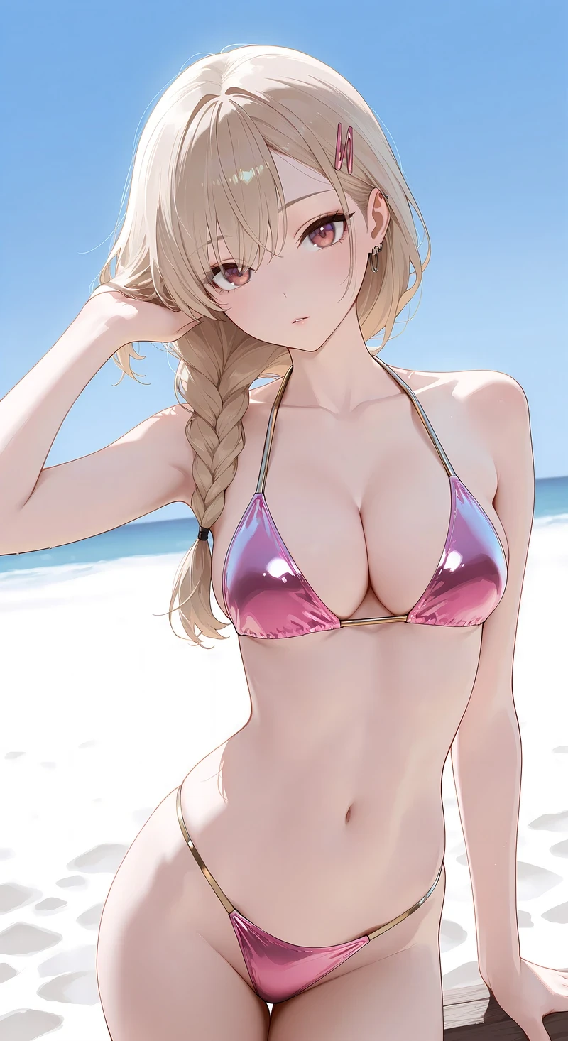 Cô gái bikini anime vú tròn nóng bỏng 4K