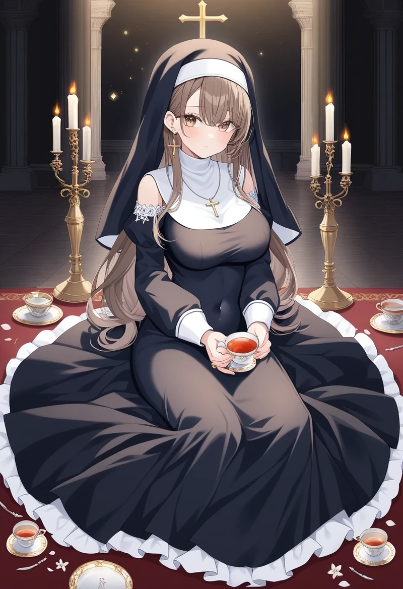 Hình ảnh hentai Nun anime xinh đẹp quyến rũ