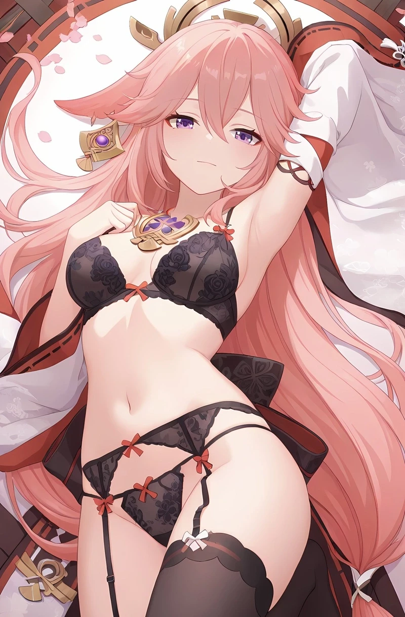 Hình ảnh waifu Yae Miko dáng chuẩn