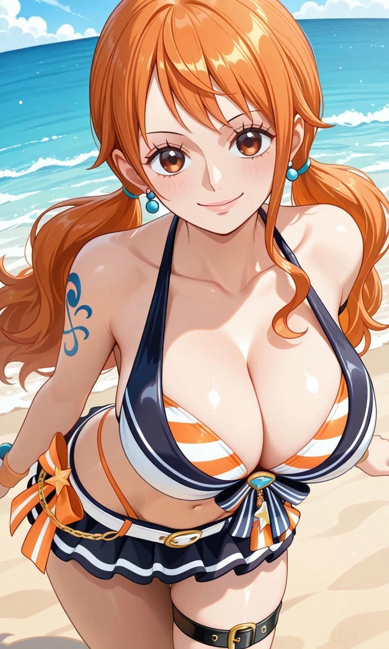 Hình anime Nami tóc cam cực phẩm mặc bikini