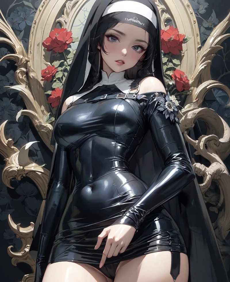 Nun hentai anime với diện mạo xinh đẹp quyến rũ