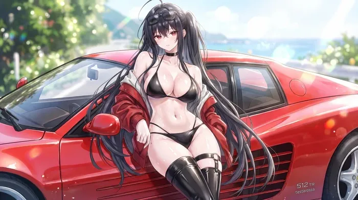 Hình gái anime mặc bikini trẻ trung tươi tắn