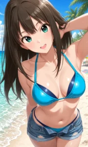 Gái anime mặc bikini thanh tú rạng rỡ