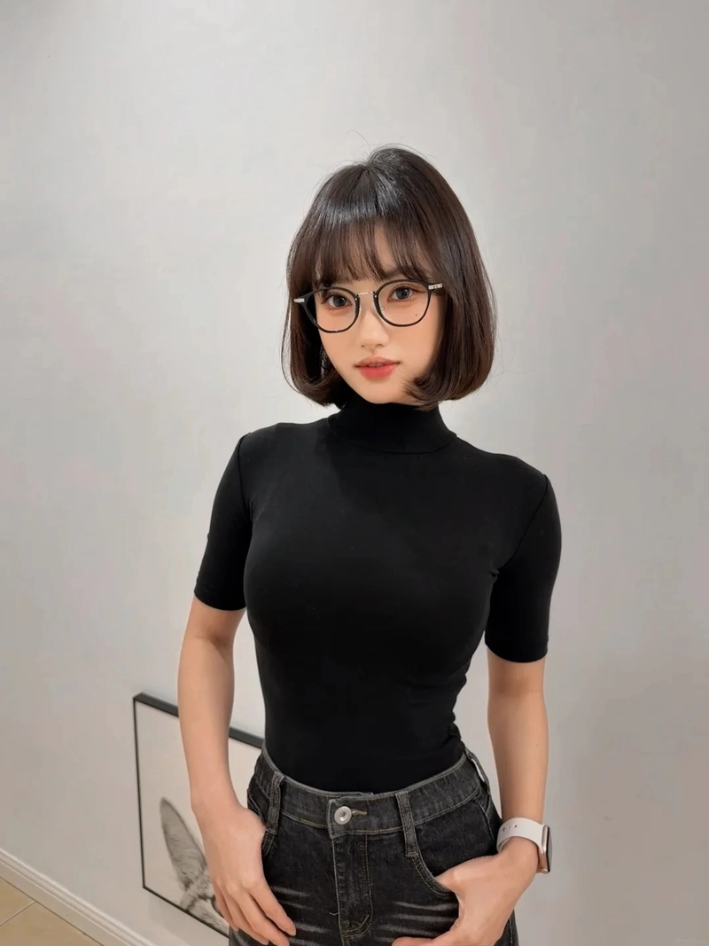 Ánh mắt dịu dàng của gái xinh đeo kính