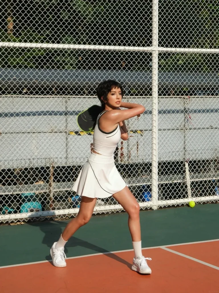 Cô gái xinh chơi pickleball thân hình chuẩn