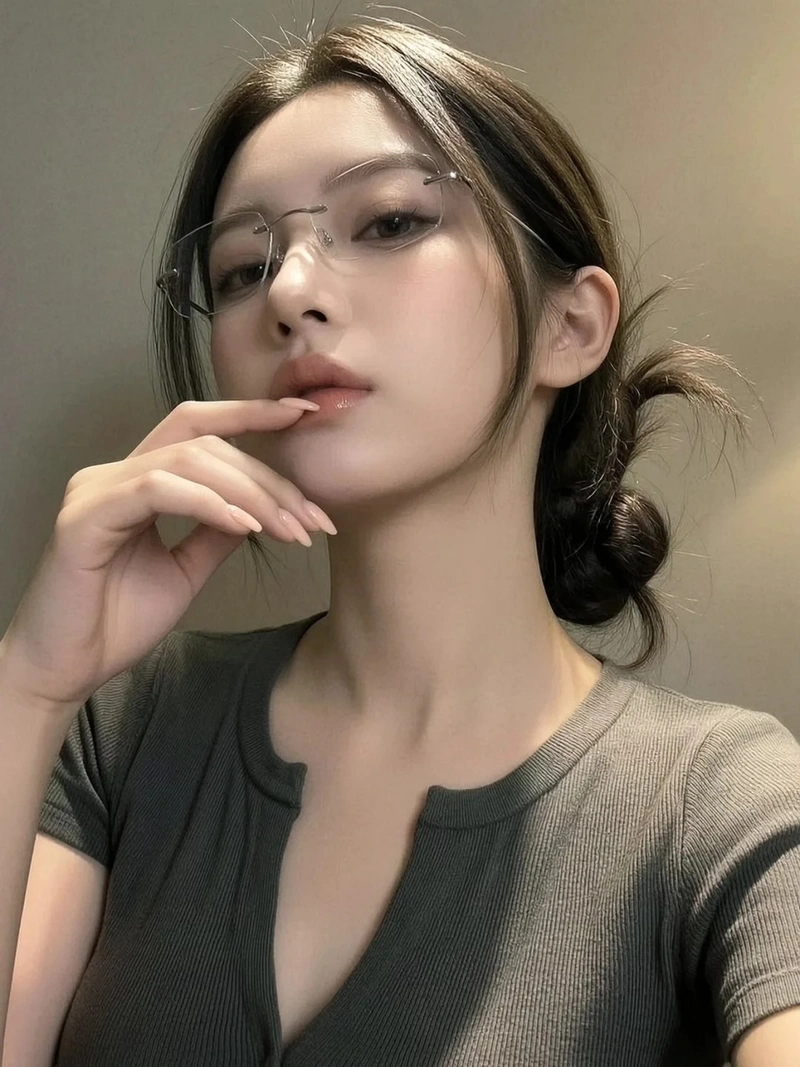 Gái xinh đeo kính tóc búi năng động